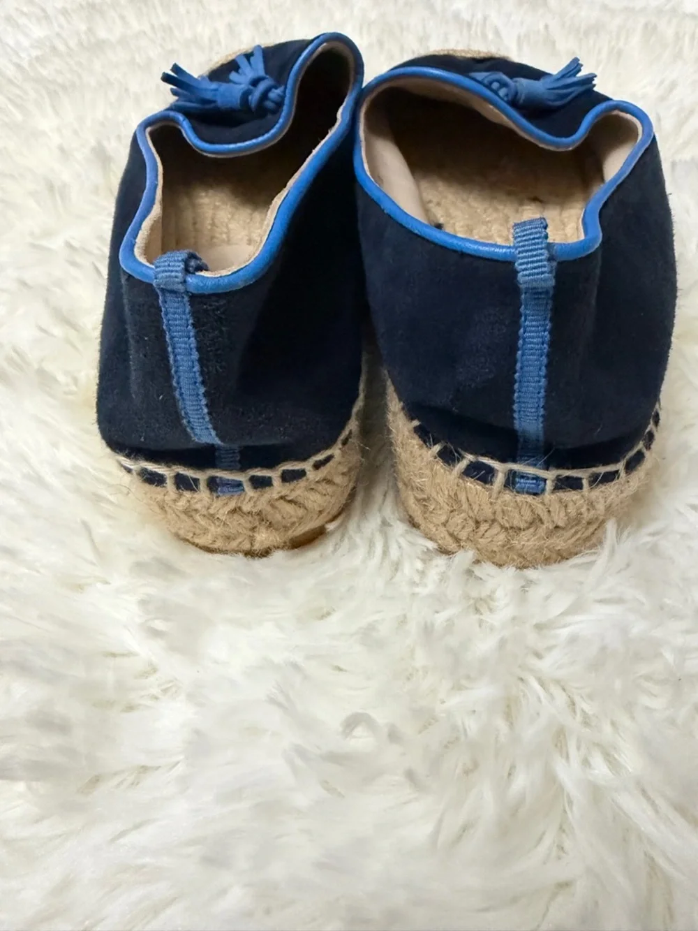 Boden Navy Suede Tassel Coastal Espadrille Flats Loafers Slip On 39 Beach Vacay
